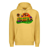 Antique Gold Halloween School Bus Premium Hoodie - FaDigitalArtStudio