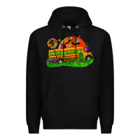 Black Halloween School Bus Premium Hoodie - FaDigitalArtStudio