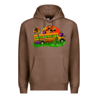 Chestnut Halloween School Bus Premium Hoodie - FaDigitalArtStudio