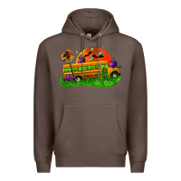 Coffee Halloween School Bus Premium Hoodie - FaDigitalArtStudio