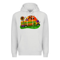 Dove Grey Halloween School Bus Premium Hoodie - FaDigitalArtStudio