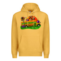 Mustard Halloween School Bus Premium Hoodie - FaDigitalArtStudio