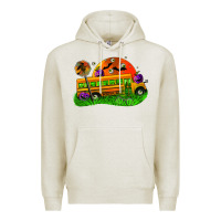 Oatmeal Heather Halloween School Bus Premium Hoodie - FaDigitalArtStudio