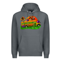 Rock Halloween School Bus Premium Hoodie - FaDigitalArtStudio