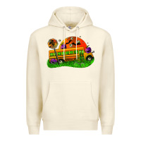 Sandshell Halloween School Bus Premium Hoodie - FaDigitalArtStudio