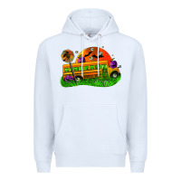 White Halloween School Bus Premium Hoodie - FaDigitalArtStudio