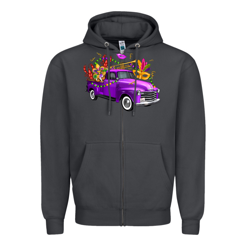 Mardi Gras Truck King's Cake Zipper Hoodie by FaDigitalArtStudio | Teevron