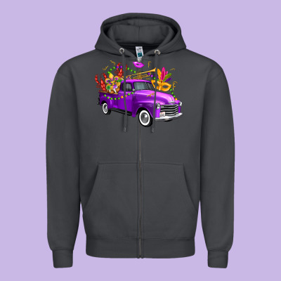 Mardi Gras Truck King's Cake Zipper Hoodie Designed By Fadigitalartstudio