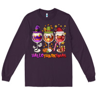 Plum Hallothanksmas wine glasses Long Sleeve Tee - NancyCooperArtShop