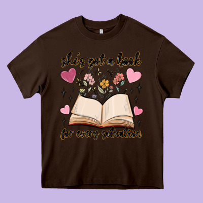 She's Got A Book For Every Situation Heavy Core Tee Designed By Maliassmallbusiness