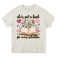 Cream she's got a book for every situation Heavy Core Tee - MaliasSmallBusiness