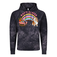 Cloud Black Happy Easter Bunny And Egg Basket Rainbow Vintage Hoodie - RanaPortraitStore