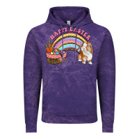 Cloud Purple Happy Easter Bunny And Egg Basket Rainbow Vintage Hoodie - RanaPortraitStore