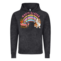 Vintage Black Happy Easter Bunny And Egg Basket Rainbow Vintage Hoodie - RanaPortraitStore