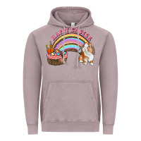 Vintage Zinc Happy Easter Bunny And Egg Basket Rainbow Vintage Hoodie - RanaPortraitStore