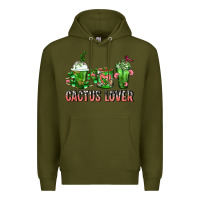 Army Green Cactus Lover Cactus Coffee Cups Premium Hoodie - FaDigitalArtStudio