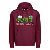 Burgundy Cactus Lover Cactus Coffee Cups Premium Hoodie - FaDigitalArtStudio