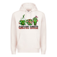 Pale Pink Cactus Lover Cactus Coffee Cups Premium Hoodie - FaDigitalArtStudio