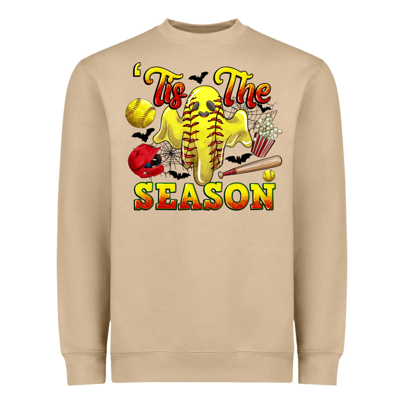 Tis The Season Softball Halloween Heavyweight Sweatshirt by CowGirlArtShop | Teevron