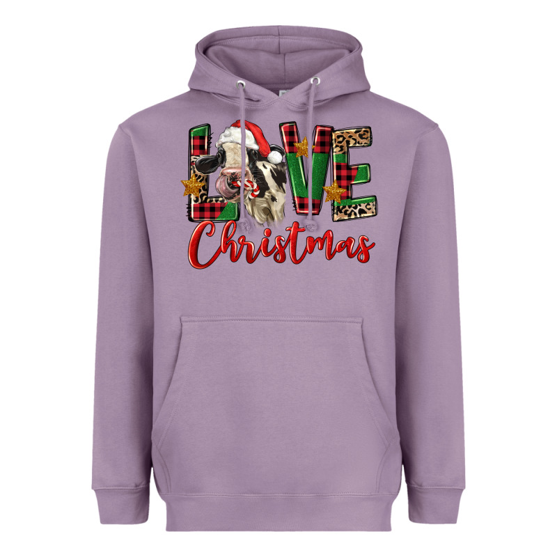 Love Christmas Holstein Heifer Heavyweight Hoodie by FaDigitalArtStudio | Teevron