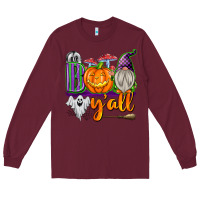 Burgundy Boo Y'all Long Sleeve Tee - texasbilliewilder