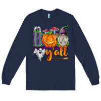 Navy Boo Y'all Long Sleeve Tee - texasbilliewilder