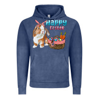 Vintage Denim Happy Easter Bunny And Egg Basket Vintage Hoodie - RanaPortraitStore