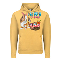 Vintage Mustard Happy Easter Bunny And Egg Basket Vintage Hoodie - RanaPortraitStore