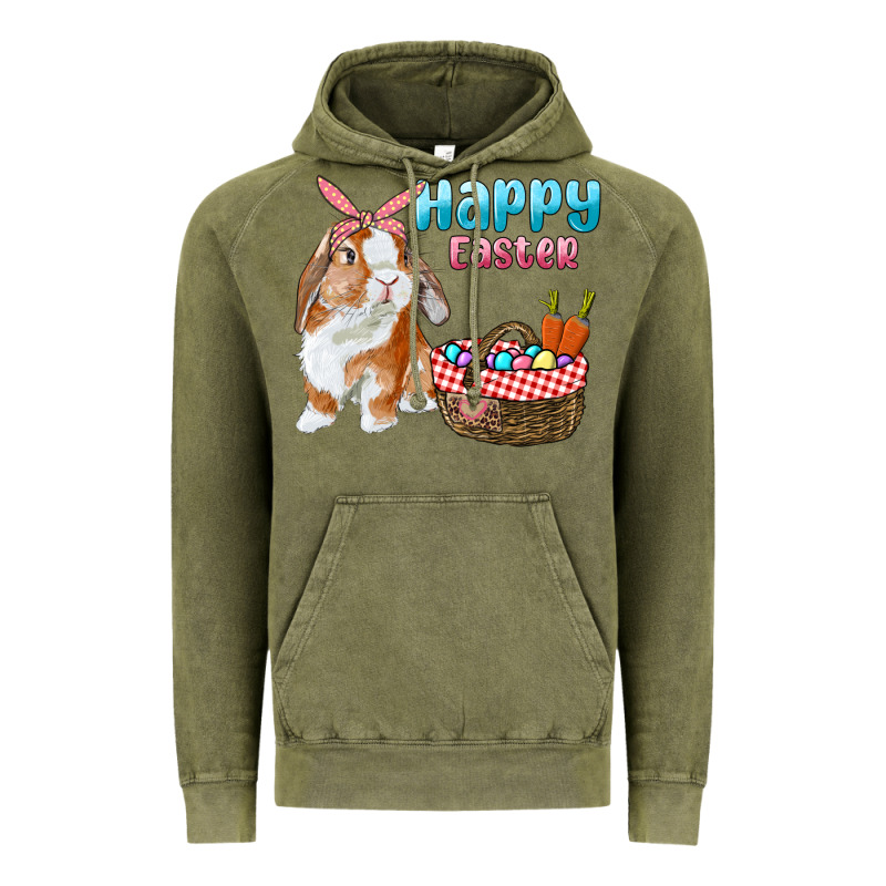 Happy Easter Bunny And Egg Basket Vintage Hoodie by RanaPortraitStore | Teevron