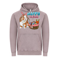 Vintage Zinc Happy Easter Bunny And Egg Basket Vintage Hoodie - RanaPortraitStore