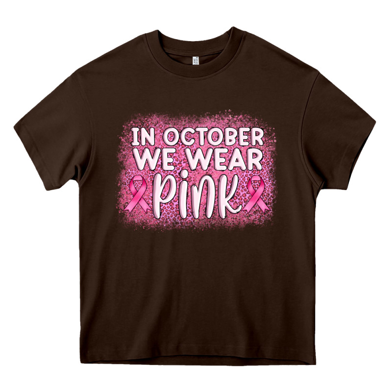 In October We Wear Pink Leopard Glitter Heavy Core Tee by AdoDesignShop | Teevron