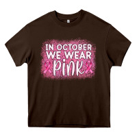 Chocolate Brown in october we wear pink leopard glitter Heavy Core Tee - AdoDesignShop
