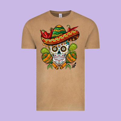 Sombrero Skull Vintage Tee Designed By Barkaloodesign