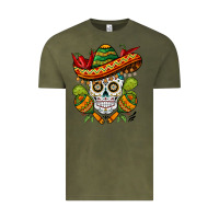 Vintage Olive sombrero skull Vintage Tee - BarkalooDesign