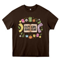 Chocolate Brown cozy book girl club Heavy Core Tee - MaliasSmallBusiness