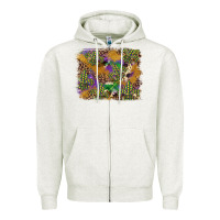 Oatmeal Heather mardi gras plaid purple glitter background Zipper Hoodie - FaDigitalArtStudio