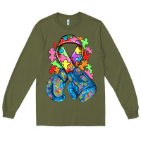 Army Green autism awareness with boxing gloves Long Sleeve Tee - NancyCooperArtShop