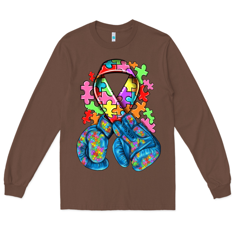 Autism Awareness With Boxing Gloves Long Sleeve Tee by NancyCooperArtShop | Teevron