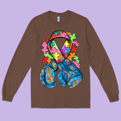Autism Awareness With Boxing Gloves Long Sleeve Tee Designed By Nancycooperartshop