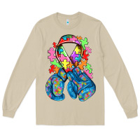 Mushroom autism awareness with boxing gloves Long Sleeve Tee - NancyCooperArtShop