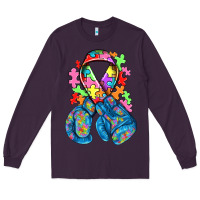 Plum autism awareness with boxing gloves Long Sleeve Tee - NancyCooperArtShop