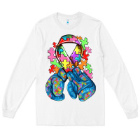 White autism awareness with boxing gloves Long Sleeve Tee - NancyCooperArtShop
