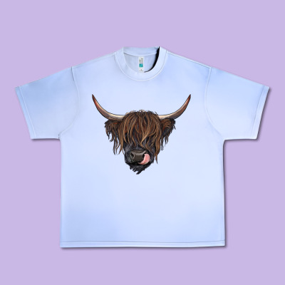 Black Highland Cow Urban Heavy Tee Designed By Ranaportraitstore
