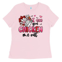 Bubblegum Pink i see you chicken out Ladies Tee - MaliasSmallBusiness