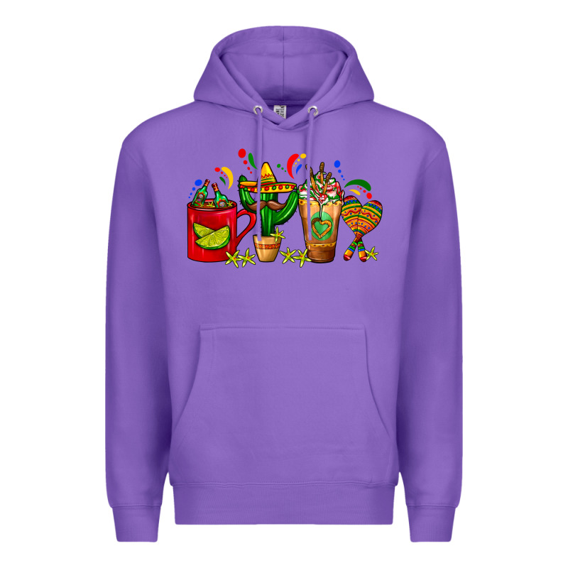 Mexico Coffee Cups With Cactus Sombrero And Maraca Premium Hoodie by FaDigitalArtStudio | Teevron