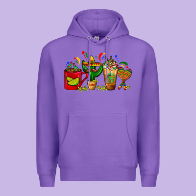 Mexico Coffee Cups With Cactus Sombrero And Maraca Premium Hoodie Designed By Fadigitalartstudio