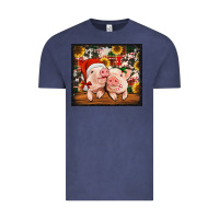 Vintage Denim Christmas pigs tumbler Vintage Tee - Jasminsmagicworld