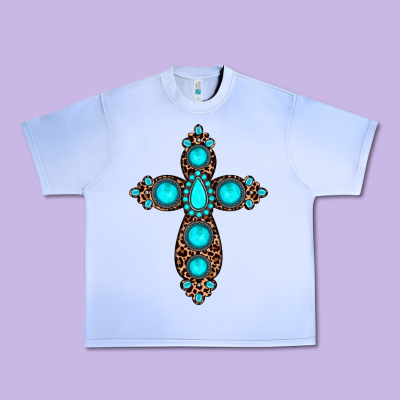Gemstone Leopard Cross Urban Heavy Tee Designed By Jahusdesignshop