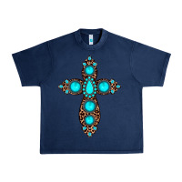 Navy gemstone leopard cross Urban Heavy Tee - JahusDesignShop