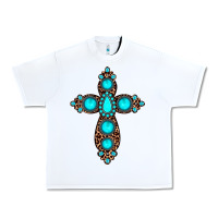 White gemstone leopard cross Urban Heavy Tee - JahusDesignShop